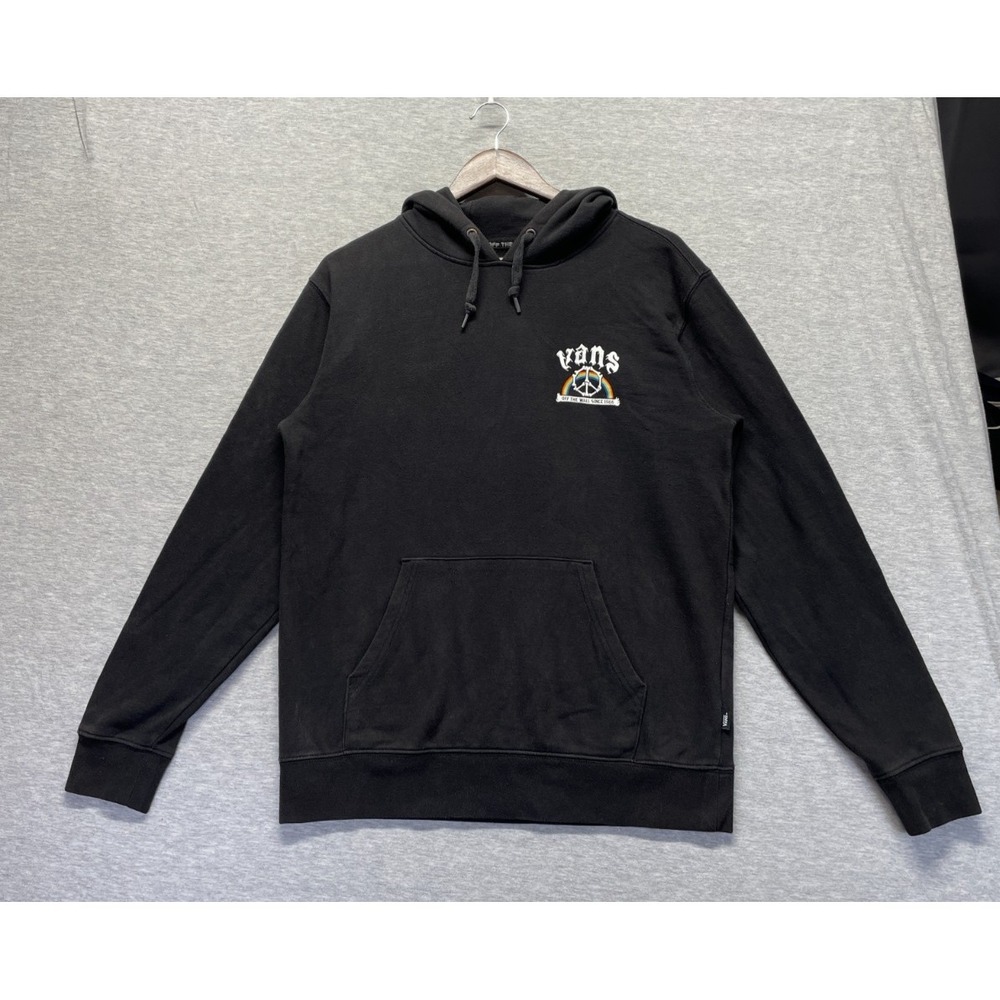 Vans Opposite Unite Hoodie Mens S Black Skull Rainbow Eyes Graphic Fleece Lined
